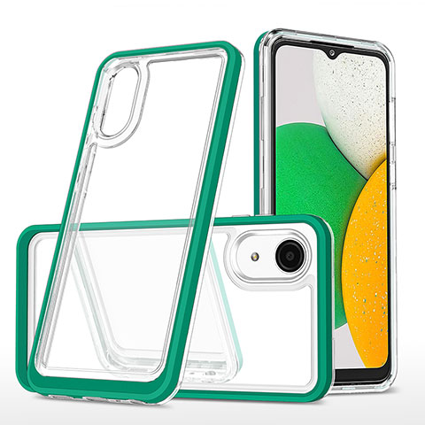 Custodia Silicone Trasparente Specchio Laterale Cover MQ1 per Samsung Galaxy A03 Core Verde