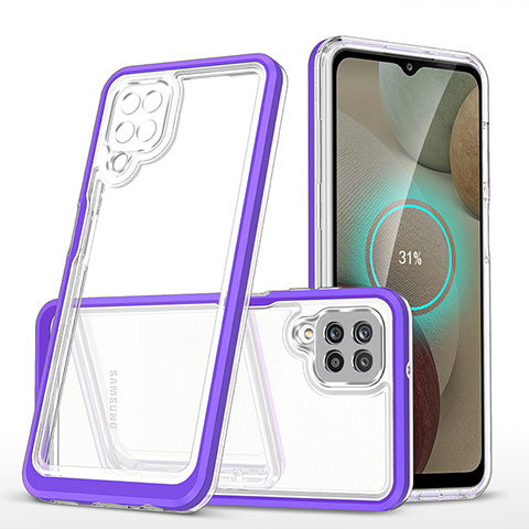 Custodia Silicone Trasparente Specchio Laterale Cover MQ1 per Samsung Galaxy A12 5G Viola