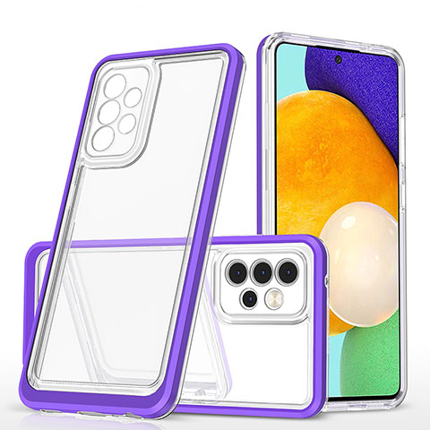 Custodia Silicone Trasparente Specchio Laterale Cover MQ1 per Samsung Galaxy A52 4G Viola