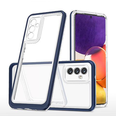 Custodia Silicone Trasparente Specchio Laterale Cover MQ1 per Samsung Galaxy A54 5G Blu