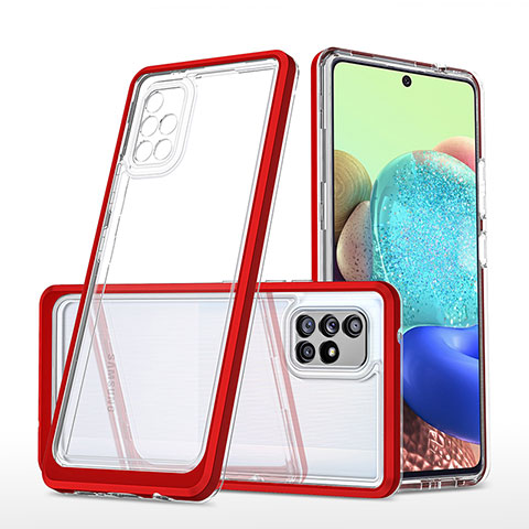 Custodia Silicone Trasparente Specchio Laterale Cover MQ1 per Samsung Galaxy A71 4G A715 Rosso