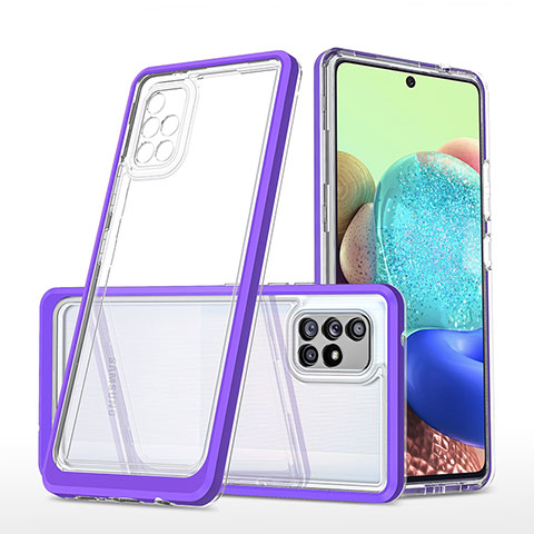 Custodia Silicone Trasparente Specchio Laterale Cover MQ1 per Samsung Galaxy A71 4G A715 Viola