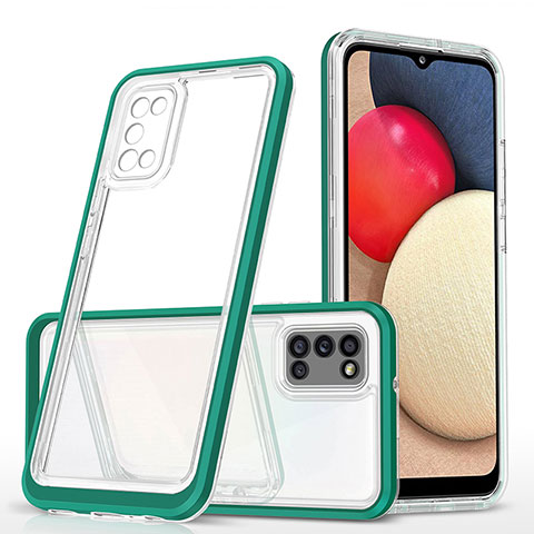 Custodia Silicone Trasparente Specchio Laterale Cover MQ1 per Samsung Galaxy M02s Verde