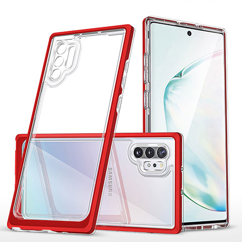 Custodia Silicone Trasparente Specchio Laterale Cover MQ1 per Samsung Galaxy Note 10 Plus 5G Rosso