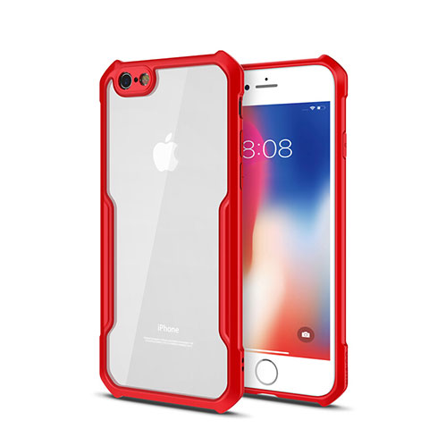 Custodia Silicone Trasparente Specchio Laterale Cover per Apple iPhone 6 Rosso