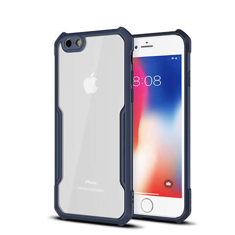 Custodia Silicone Trasparente Specchio Laterale Cover per Apple iPhone 6S Plus Blu