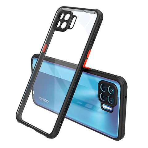 Custodia Silicone Trasparente Specchio Laterale Cover per Oppo A93 Nero