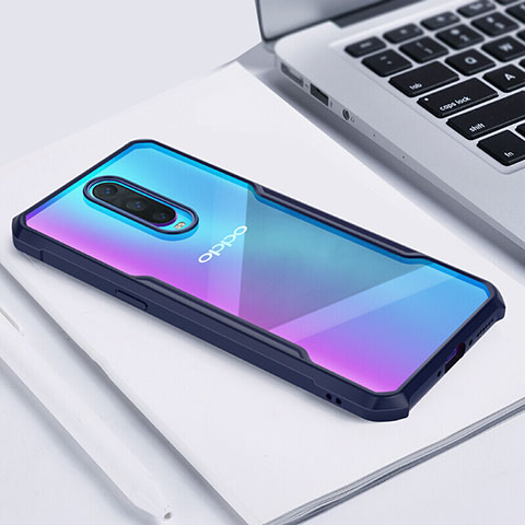 Custodia Silicone Trasparente Specchio Laterale Cover per Oppo R17 Pro Blu