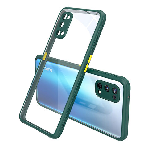 Custodia Silicone Trasparente Specchio Laterale Cover per Realme Q2 Pro 5G Verde Notte