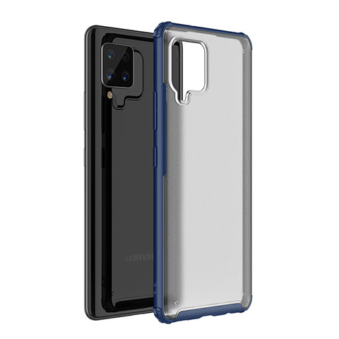 Custodia Silicone Trasparente Specchio Laterale Cover per Samsung Galaxy A42 5G Blu