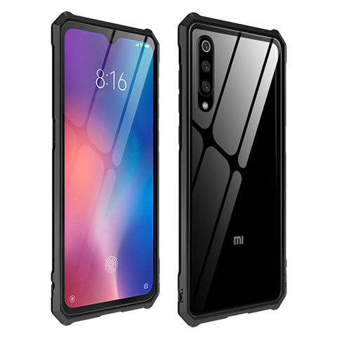 Custodia Silicone Trasparente Specchio Laterale Cover per Xiaomi Mi 9 Nero