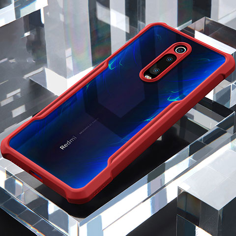 Custodia Silicone Trasparente Specchio Laterale Cover per Xiaomi Mi 9T Rosso