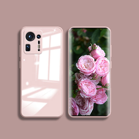 Custodia Silicone Trasparente Specchio Laterale Cover per Xiaomi Mi Mix 4 5G Oro Rosa