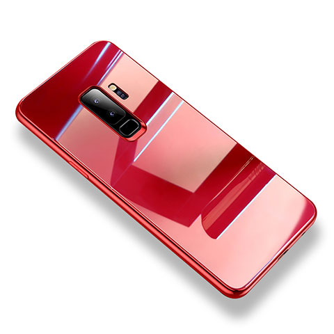 Custodia Silicone Trasparente Specchio Laterale Cover S01 per Samsung Galaxy S9 Plus Rosso