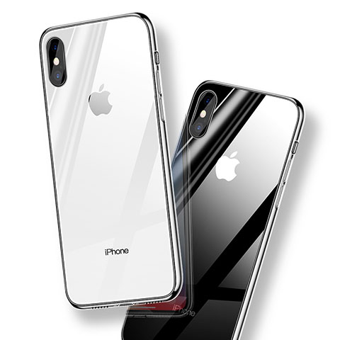 Custodia Silicone Trasparente Specchio Laterale per Apple iPhone X Chiaro