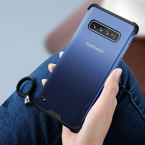 Custodia Silicone Trasparente Specchio Laterale per Samsung Galaxy S10 Blu