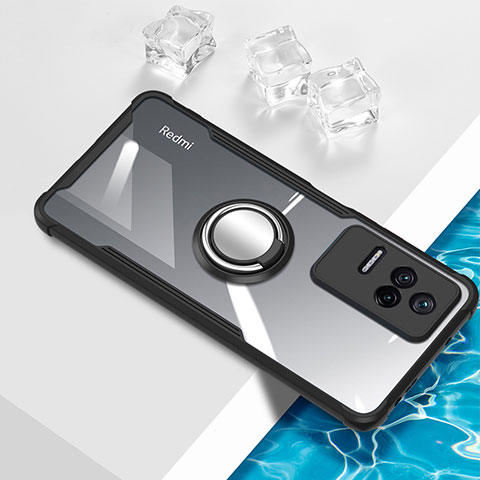 Custodia Silicone Trasparente Ultra Slim Cover Morbida con Magnetico Anello Supporto BH1 per Xiaomi Poco F4 5G Nero