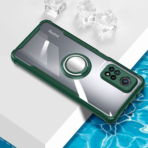 Custodia Silicone Trasparente Ultra Slim Cover Morbida con Magnetico Anello Supporto BH1 per Xiaomi Redmi Note 11 4G (2022) Verde