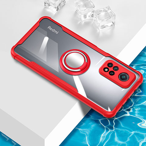 Custodia Silicone Trasparente Ultra Slim Cover Morbida con Magnetico Anello Supporto BH1 per Xiaomi Redmi Note 11 Pro 5G Rosso