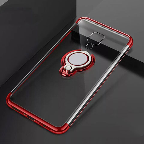 Custodia Silicone Trasparente Ultra Slim Cover Morbida con Magnetico Anello Supporto C02 per Huawei Mate 20 X 5G Rosso