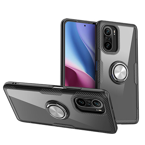 Custodia Silicone Trasparente Ultra Slim Cover Morbida con Magnetico Anello Supporto ZL1 per Xiaomi Mi 11i 5G Argento e Nero