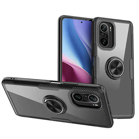 Custodia Silicone Trasparente Ultra Slim Cover Morbida con Magnetico Anello Supporto ZL1 per Xiaomi Redmi K40 Pro 5G Nero