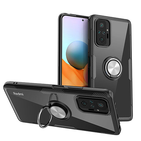 Custodia Silicone Trasparente Ultra Slim Cover Morbida con Magnetico Anello Supporto ZL1 per Xiaomi Redmi Note 10 Pro Max Argento e Nero