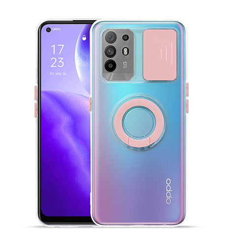 Custodia Silicone Trasparente Ultra Slim Cover Morbida con Supporto per Oppo F19 Pro+ Plus 5G Rosa