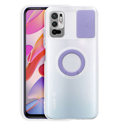 Custodia Silicone Trasparente Ultra Slim Cover Morbida con Supporto per Xiaomi POCO M3 Pro 5G Viola