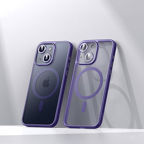 Custodia Silicone Trasparente Ultra Slim Morbida con Mag-Safe Magnetic LD4 per Apple iPhone 14 Viola