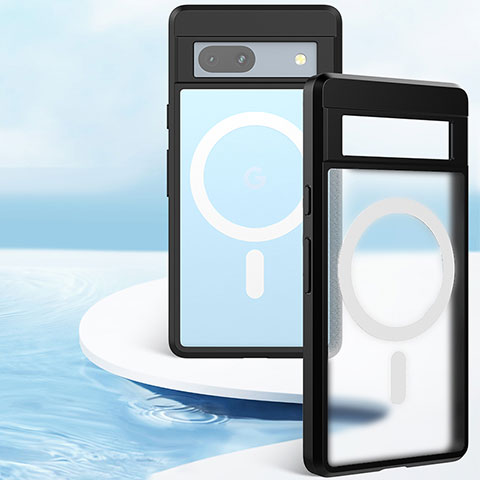 Custodia Silicone Trasparente Ultra Slim Morbida con Mag-Safe Magnetic P01 per Google Pixel 7a 5G Nero
