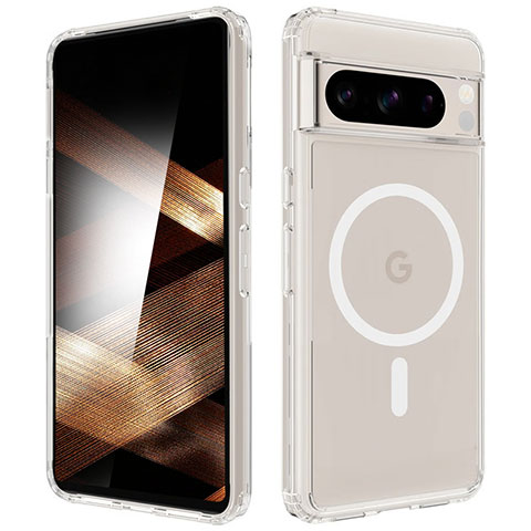 Custodia Silicone Trasparente Ultra Slim Morbida con Mag-Safe Magnetic per Google Pixel 8 Pro 5G Chiaro