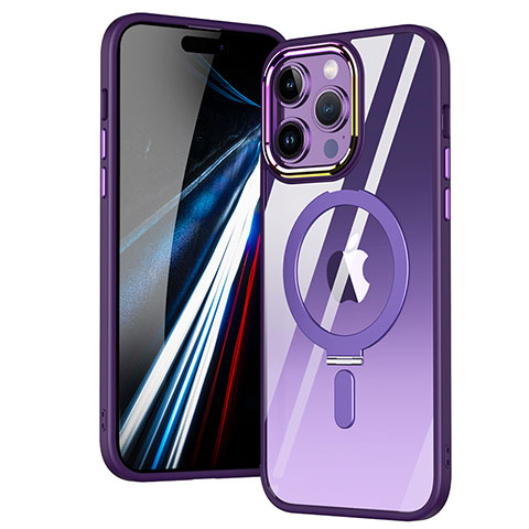 Custodia Silicone Trasparente Ultra Slim Morbida con Mag-Safe Magnetic SD1 per Apple iPhone 15 Pro Max Viola