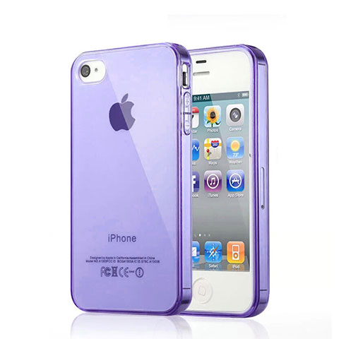 Custodia Silicone Trasparente Ultra Slim Morbida per Apple iPhone 4S Viola