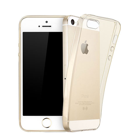 Custodia Silicone Trasparente Ultra Slim Morbida per Apple iPhone 5 Oro