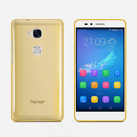 Custodia Silicone Trasparente Ultra Slim Morbida per Huawei Honor 5X Oro