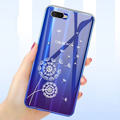 Custodia Silicone Trasparente Ultra Sottile Cover Fiori per Oppo K1 Chiaro