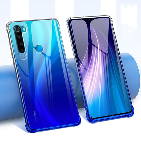 Custodia Silicone Trasparente Ultra Sottile Cover Fiori per Xiaomi Redmi Note 8T Blu