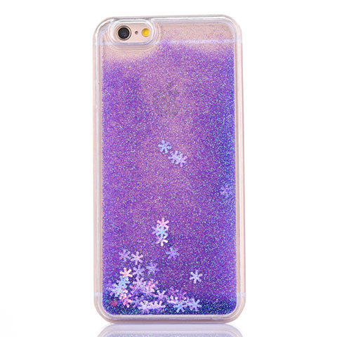 Custodia Silicone Trasparente Ultra Sottile Cover Fiori T01 per Apple iPhone 6 Viola