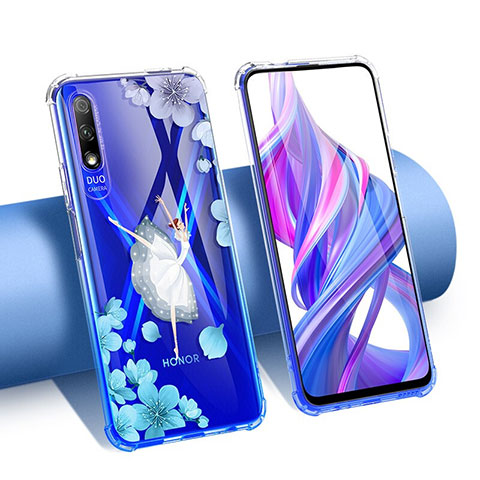 Custodia Silicone Trasparente Ultra Sottile Cover Fiori T01 per Huawei P Smart Z (2019) Bianco