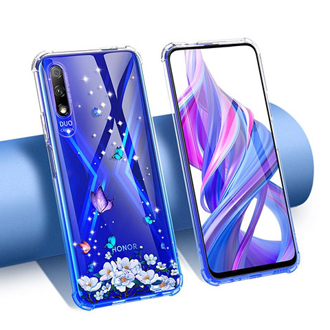 Custodia Silicone Trasparente Ultra Sottile Cover Fiori T01 per Huawei P Smart Z (2019) Viola