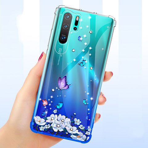 Custodia Silicone Trasparente Ultra Sottile Cover Fiori T01 per Huawei P30 Pro New Edition Multicolore