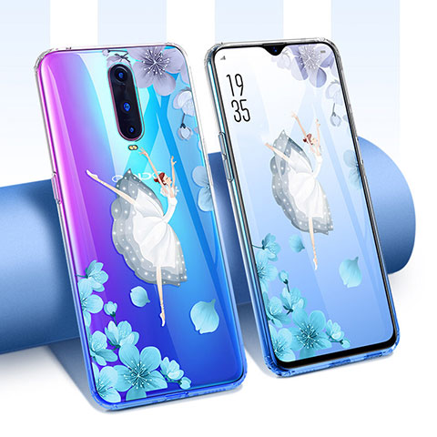 Custodia Silicone Trasparente Ultra Sottile Cover Fiori T01 per Oppo R17 Pro Bianco