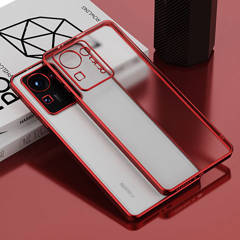 Custodia Silicone Trasparente Ultra Sottile Cover Morbida AK1 per Xiaomi Mi Mix 4 5G Rosso