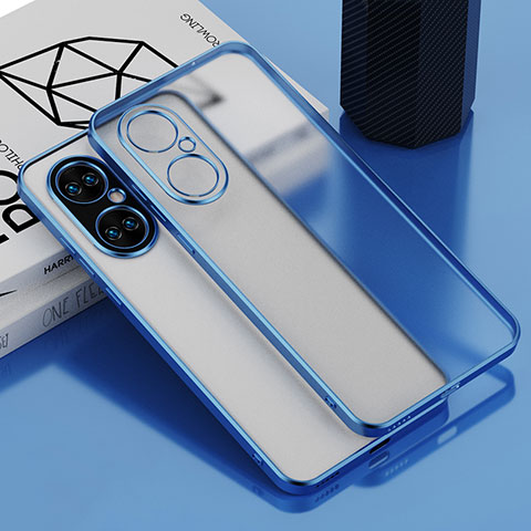 Custodia Silicone Trasparente Ultra Sottile Cover Morbida AN1 per Huawei P50 Pro Blu