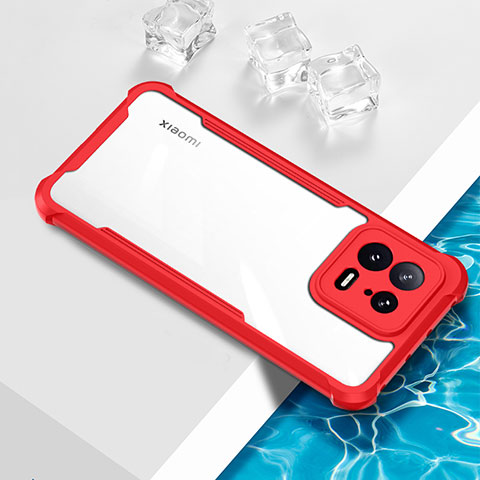 Custodia Silicone Trasparente Ultra Sottile Cover Morbida BH1 per Xiaomi Mi 13 Pro 5G Rosso