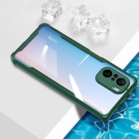 Custodia Silicone Trasparente Ultra Sottile Cover Morbida BH1 per Xiaomi Redmi K40 Pro 5G Verde