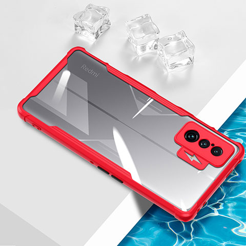 Custodia Silicone Trasparente Ultra Sottile Cover Morbida BH1 per Xiaomi Redmi K50 Gaming 5G Rosso