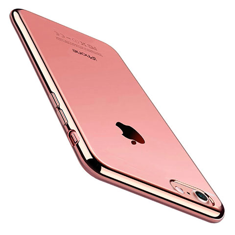 Custodia Silicone Trasparente Ultra Sottile Cover Morbida C01 per Apple iPhone 7 Oro Rosa