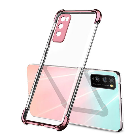 Custodia Silicone Trasparente Ultra Sottile Cover Morbida H01 per Huawei Enjoy 20 Pro 5G Oro Rosa